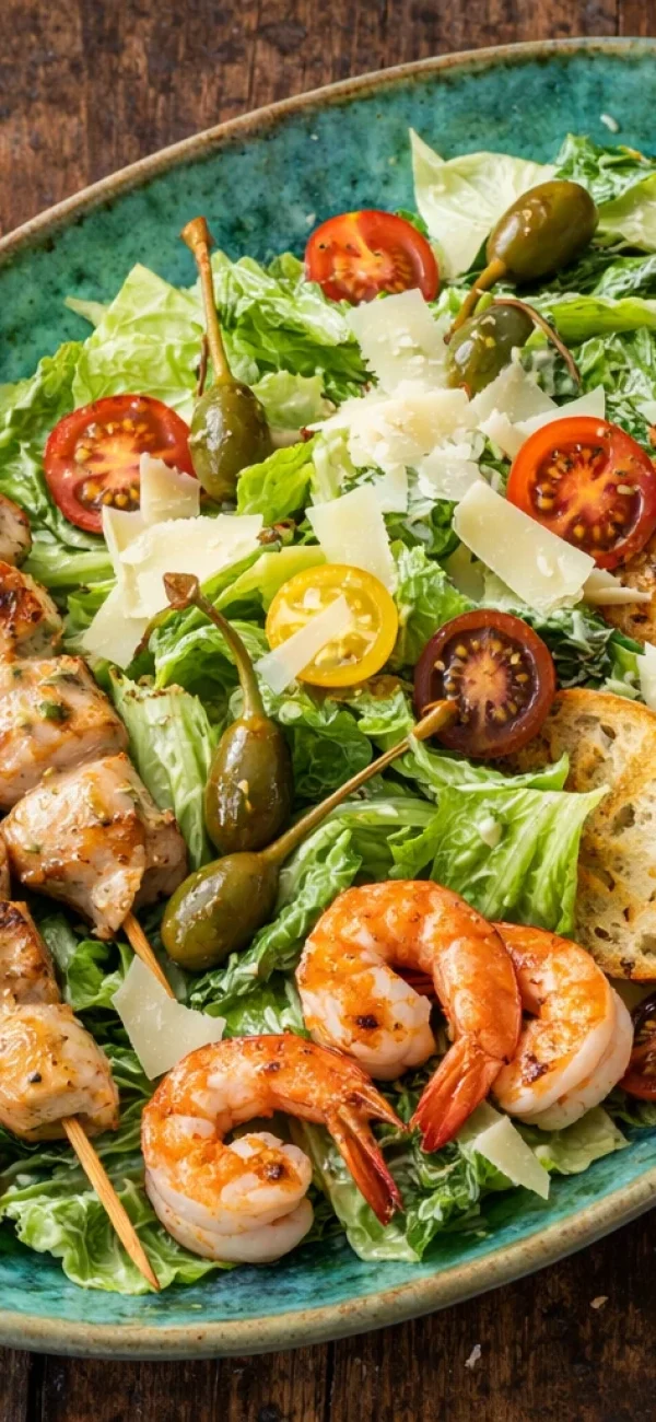 Cézár saláta rákkal és csirkével